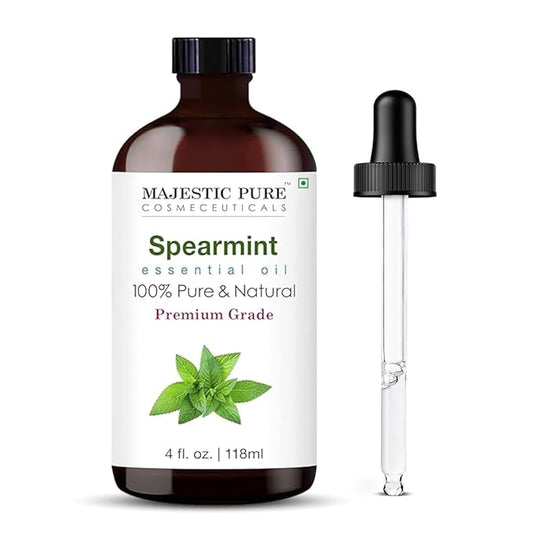 Majestic Pure Spearmint Essential Oil with Glass Dropper - Huge 4 Fl Oz - 100% Pure and Natural Spearmint Oil - Premium Grade Essential Oils for Diffuser, Aromatherapy, Soap and Candle Making - Bloomnest