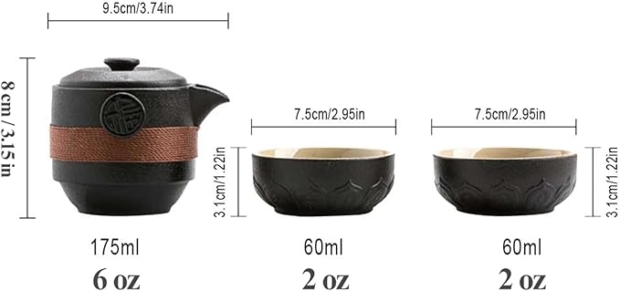 Travel Tea Set Porcelain Chinese Gongfu Teapot Set, MIATTCLD Portable Ceramic Tea Sets Traditional Asian Tea Set with 1 Pot 2 Cups All in One Gift Bag for Travel, Home, Picnic, Outdoor and Office - Bloomnest