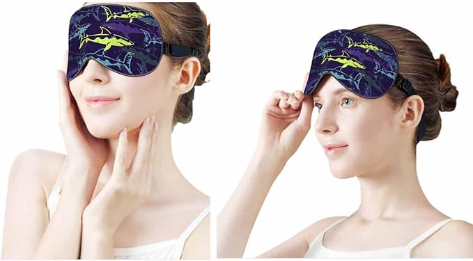 Creative Sharks Sleep Eye Mask Abstract Underwater Colorful Bright Men Women Sleep Mask with Adjustable Strap Eye Cover Eye Shade for Travel, Nap,Meditation - Bloomnest