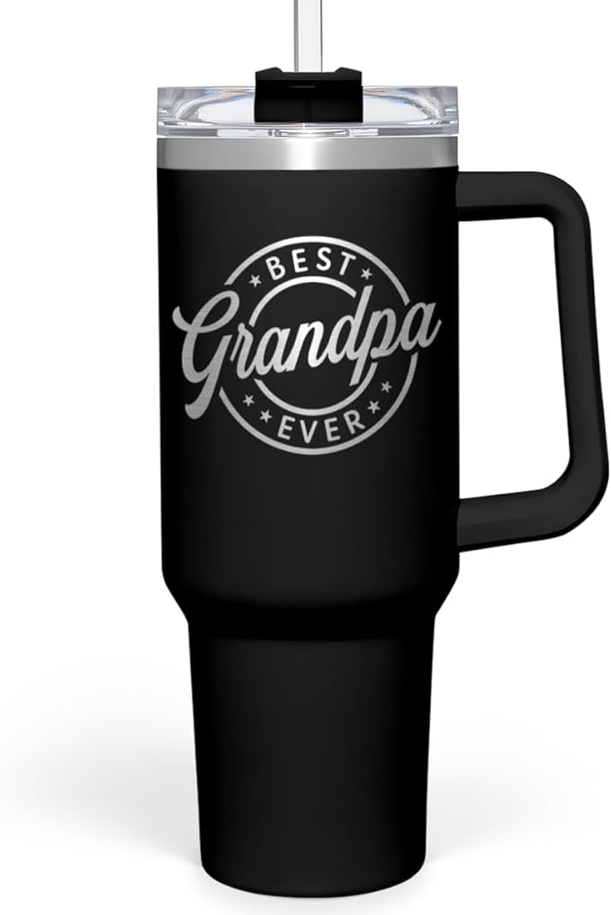 SANDJEST Best Grandpa Ever Tumbler with Handle 40oz, Grandfather Gifts for Birthday Christmas Fathers Day Valentines, Presents for Grandpas Granddad Papa Gifts from Granddaughter Grandson - Bloomnest