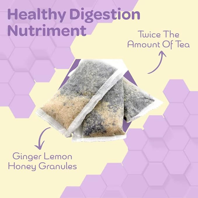 True Honey Lemon Ginger Tea Bags - Honey Crystals Blended in Every Sachet - Healthy Digestion Nourishment - All Natural Organic Herbal Caffeine Free Tea Bag 24 Count - Bloomnest