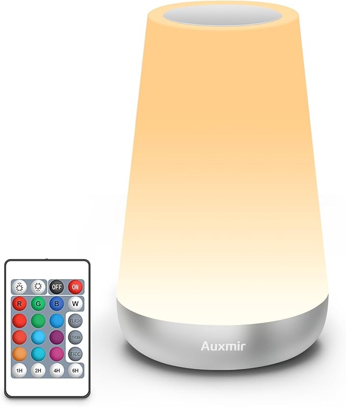 Auxmir Night Light for Kids Baby, 2500mAh13 RGB Colors & 5 Brightness, Portable Rechargeable LED Bedside Lamp for Baby Nursery, Night Lights for Bedroom Living Room Bathroom Hallways, Silver - Bloomnest
