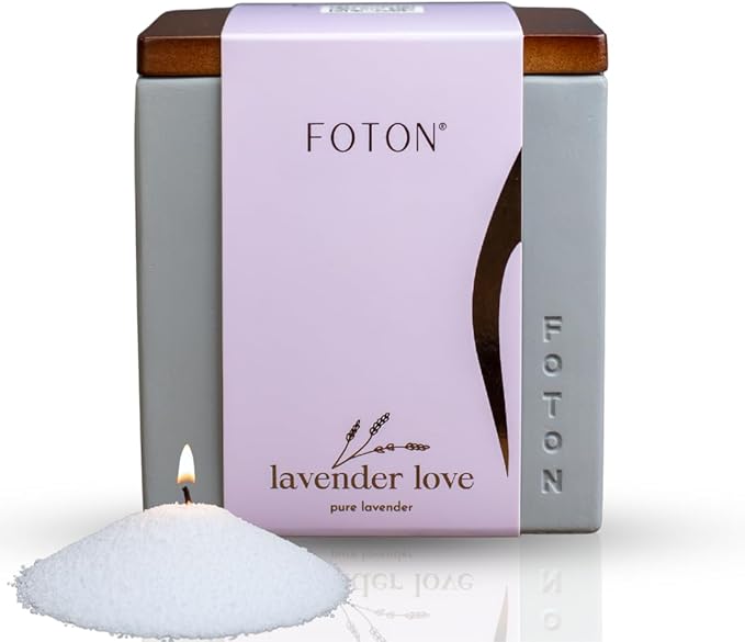 Foton Pearled Candle Le Cube Concrete Vase Set 16 Oz - Lavendar Love Scented - Refillable Jar Scented Candle Sand with 15 Wicks - Natural Non-Toxic Decorative Candles for Home - Bloomnest