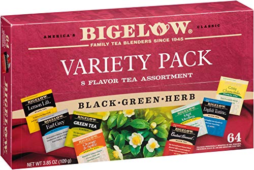 Bigelow Tea Variety Pack 8 Flavor Assortment 64-Count Boxes (Pack of 6) Caffeinated Individual Green and Black Tea Bags, for Hot Tea or Iced Tea, Drink Plain or Sweetened with Honey or Sugar - Bloomnest