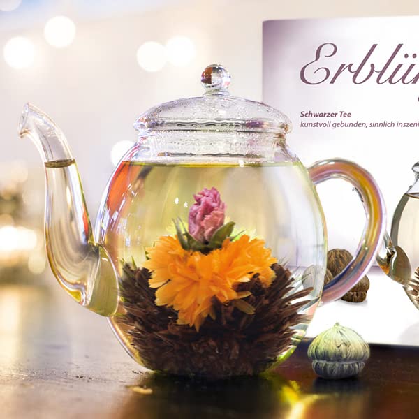 Creano Abloom Tea - Blooming Gift Set in Wooden Box - 12 Pieces in 3 Variations, Black - Bloomnest