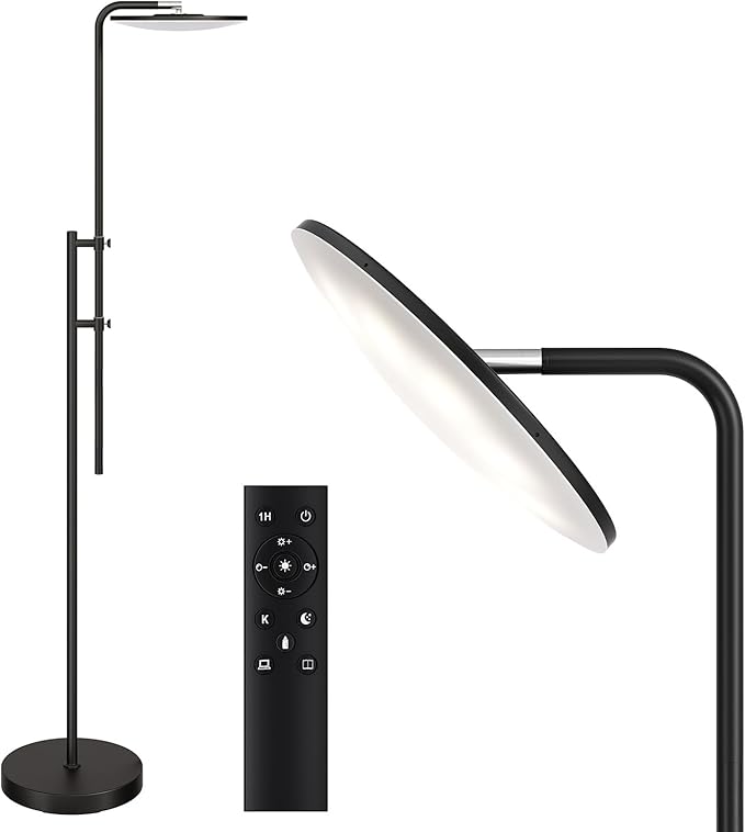 SUNMORY 32W/3000LM Floor Lamps, Super Bright LED Standing Lamp with Remote Control, Adjustable Tall Lamp with 350°Rotating Head, Modern Dimmable Torchiere Corner Lamp for Living Room, Bedroom, Office - Bloomnest