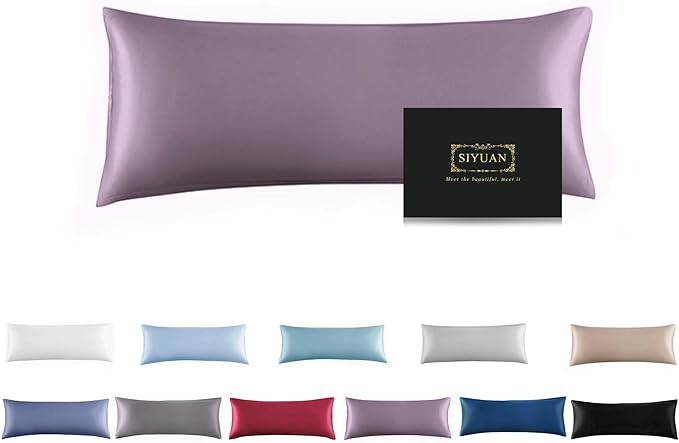 Mulberry Silk Pillowcase for Hair and Skin,Cooling Silk Pillow Case with Hidden Zipper,Allergen Proof Dual Sides Soft Breathable Smooth Silk Pillow Cover for Women (Pink Purple,Body) - Bloomnest