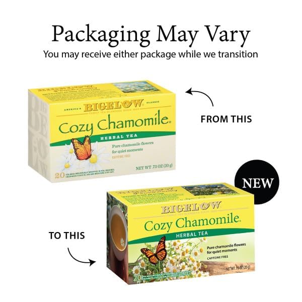 Bigelow Tea Cozy Chamomile Herbal Tea, Caffeine Free Tea with Chamomile Flowers, 20 Count Box (Pack of 6), 120 Total Tea Bags - Bloomnest