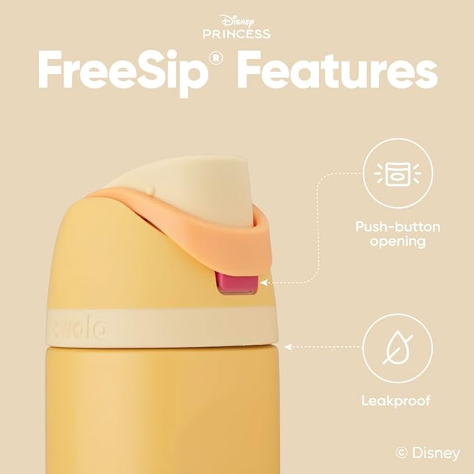 Owala Disney Princess FreeSip Insulated Stainless Steel Water Bottle with Straw for Sports and Travel, BPA-Free Sports Water Bottle, 24 oz, Belle Owala