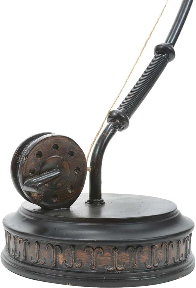 BLACK FOREST DECOR - Fishing Reel Table Lamp with Faux Moleskin Shade - Perfect Cabin & Lodge Decor - 28" x 15" x 13" - Bloomnest