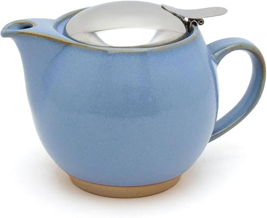 Zero Japan Bee House Round Teapot For One, 15 Oz - Ceramic Tea Pot with Stainless Steel Lid and Infuser, Diswasher and Microwave Safe Tea Pots (Hydrangea Blue)