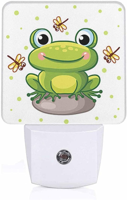LED Night Light,Frog On Rock and Crystal LED Night Light Plug into Wall with Dusk to Dawn Light Sensor White Energy Efficient Nightlight for Bedroom Bathroom Hallway Living Room Kitchen - Bloomnest