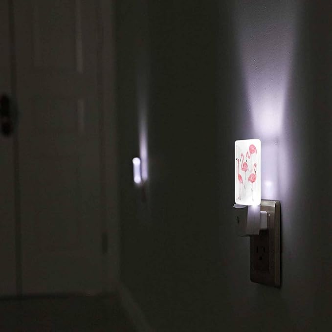 LED Night Light,Watercolor Flamingos LED Night Light Plug into Wall with Dusk to Dawn Light Sensor White Energy Efficient Nightlight for Bedroom Bathroom Hallway Living Room Kitchen - Bloomnest
