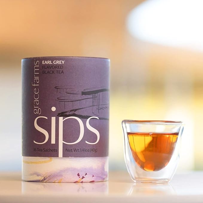 Grace Farms Organic Earl Grey Black Tea, 16 Pyramid Sachets | Bergamot Oil | Fairtrade & Kosher |Gives Back 100% of Profits - Bloomnest