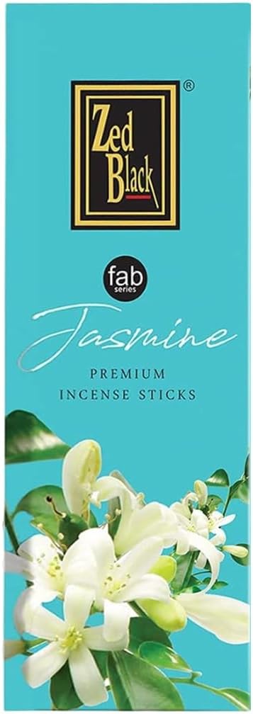 Zed Black Premium Jasmine Natural Incense Sticks – 20 Sticks per Box, 6 Boxes (Total 120 Sticks) – Soothing Floral Aroma for Home, Office & Meditation Spaces.