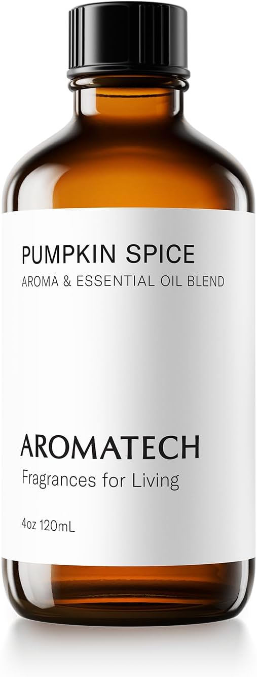 AromaTech Pumpkin Spice Aroma Essential Oil Blend: Luxury Hotel Inspired Aromatherapy with Pumpkin, Cinnamon & Vanilla Cream for Ultrasonic Diffusers & Nebulizers - 4 fl oz, 120 mL - Bloomnest