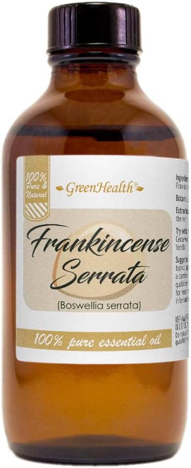 Frankincense Essential Oil - 4 fl oz - Amber Glass Bottle w/Cap - 100% Pure Essential Oil - GreenHealth Greenals