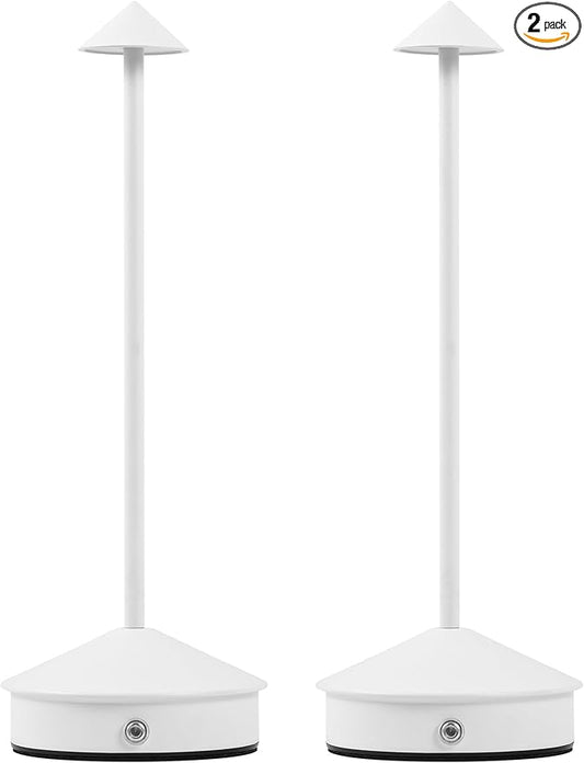 Table Lamps,LED Rechargeable Desk Lamp,Portable Modern USB Battery Operated Lights,Outdoor Waterproof Touch Dimmable,for Patio,Restaurant,Bar,Camping,Dining Home Set of 2 White - Bloomnest
