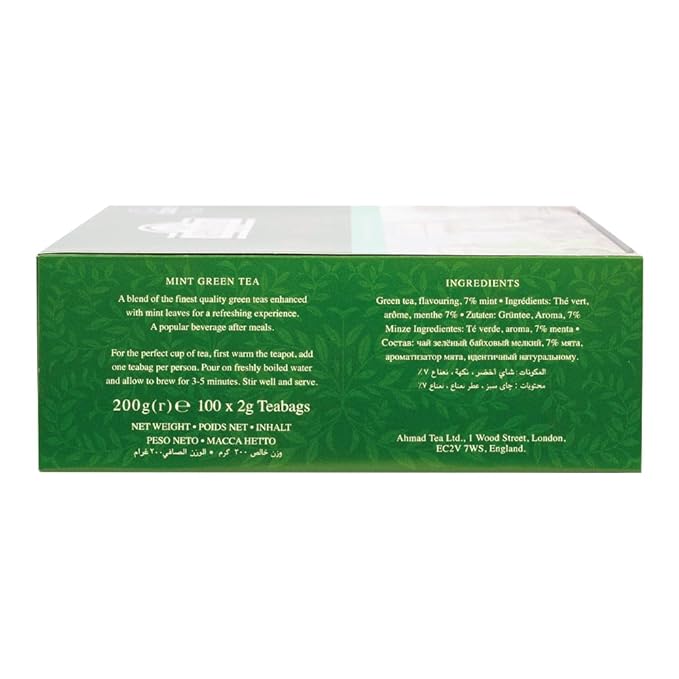 Ahmad Tea Green Tea, Green Tea Mint Teabags, 100 ct - Caffeinated and Sugar-Free (Pack of 3) - Bloomnest