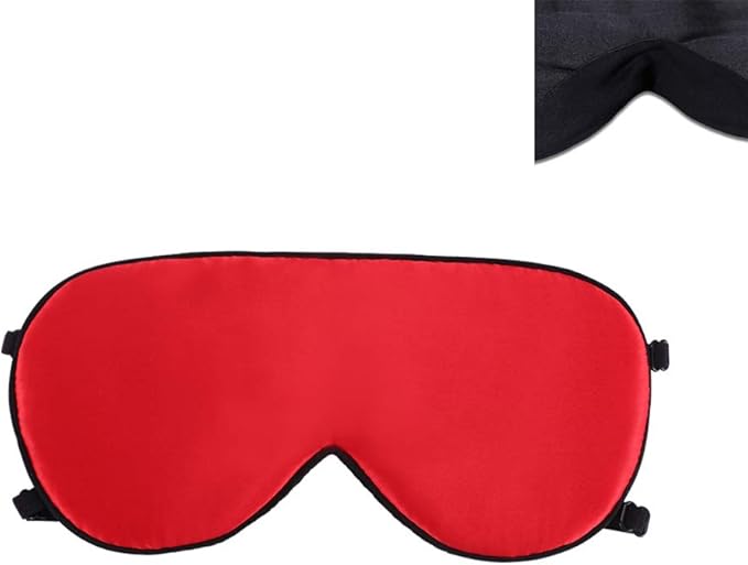 ALASKA BEAR Sleep Mask 2 Straps, Mulberry Silk, Twin Thin Elastic Bands Stay Put All Night, Super-Smooth Slim Eye Mask Two Adjustable Head Strings and Nose Baffle(Red) - Bloomnest