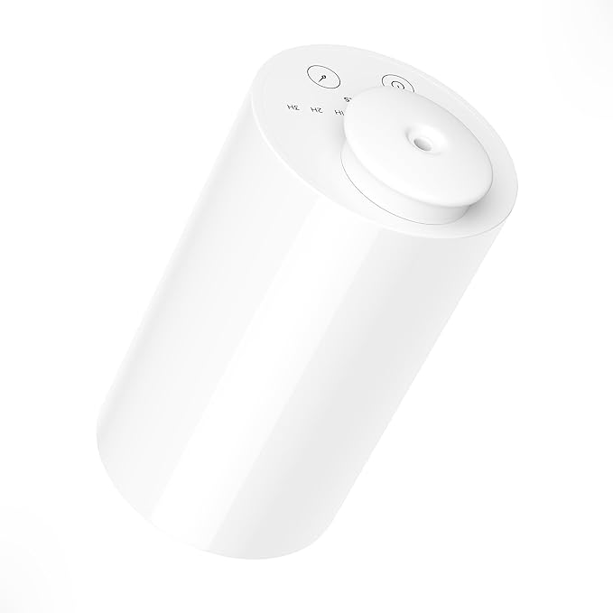 Waterless Essential Oil Diffuser for Home Aromatherapy Car Nebulizing Diffuser Battery Operated 5-20mL Mini Scent Air Machine Up to 600 Sq.Ft. 4Timer 3 Mist-Level (AN7 White) - Bloomnest