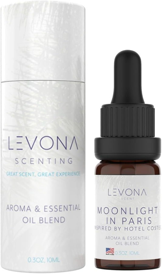 Levona Scent Essential Oil - Luxury Aroma for Home, Office, Hotel & Spa, Ideal for Humidifiers & Diffusers, Hotel Fragrance with Nutmeg, Lemon & Rose - 10ml / 0.33 fl oz, Moonlight in Paris LEVONASCENT