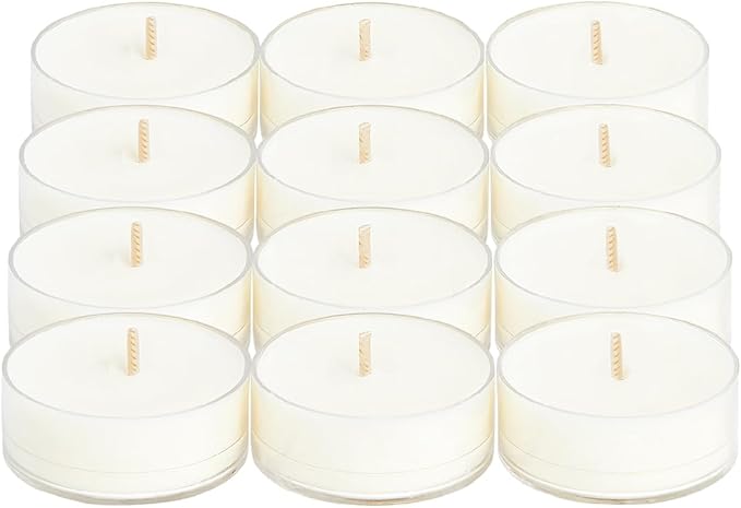 PartyLite Set of 12 Tea Lights Candles, Cedarwood & Vanilla Scent, Aromatherapy Scented Candles Gift Set, Up to 4 to 6 Hours Burn Time - Bloomnest