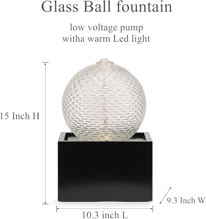 Indoor Water Feature Tabletop Ceramic Fountain Home Kitchen Office Decoration Modern Design Style (Black biger Size)