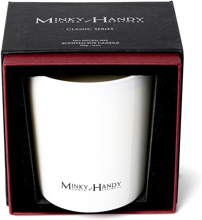 Hand Poured Soy Candles for Home Scented - Large 2 Wick White Jar Candle - Amber Cinamon Vanilla - Highly Scented - Long Lasting - Bloomnest
