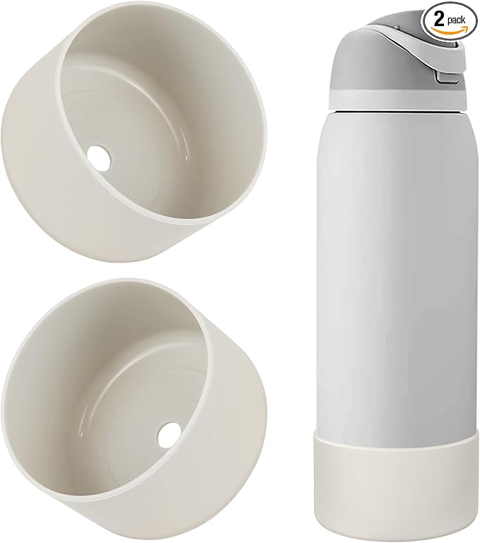 2PCS Silicone Water Bottle Boot, Compatible with Owala 24oz 32oz 40oz, Protective Anti-Scratch & Anti-Dent No Noise Sleeve Cover for FreeSip/Twist/Flip Water Bottles (Fog, 40oz) BKBY