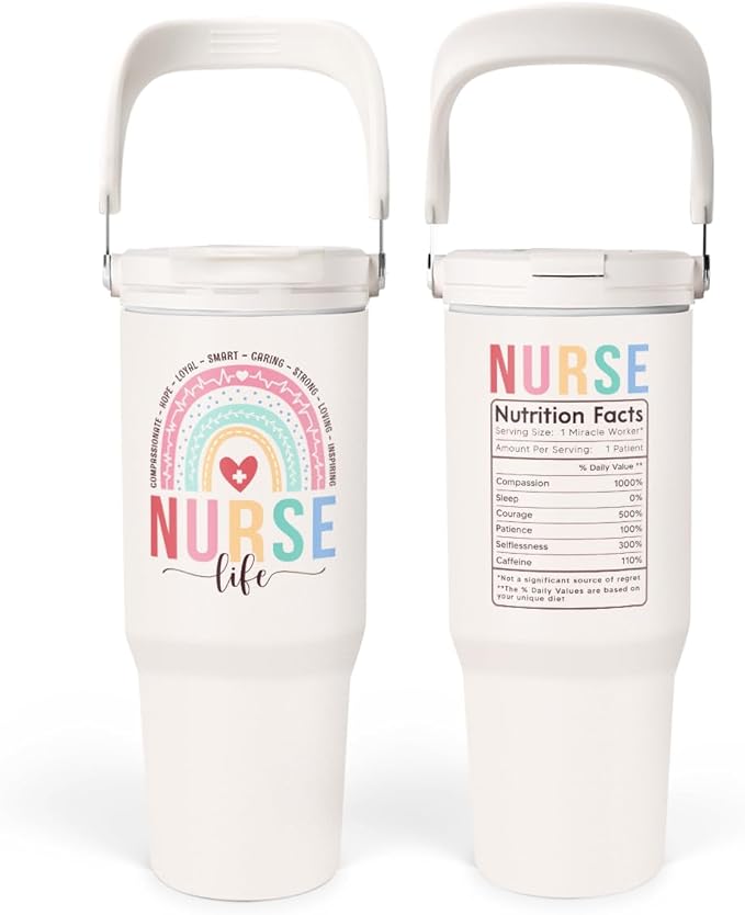 SANDJEST Nurse Gifts: 30oz Stainless Steel Tumbler with Handle & Flip Straw - Perfect for Nurse Appreciation, Birthday, Christmas, Graduation - Bloomnest