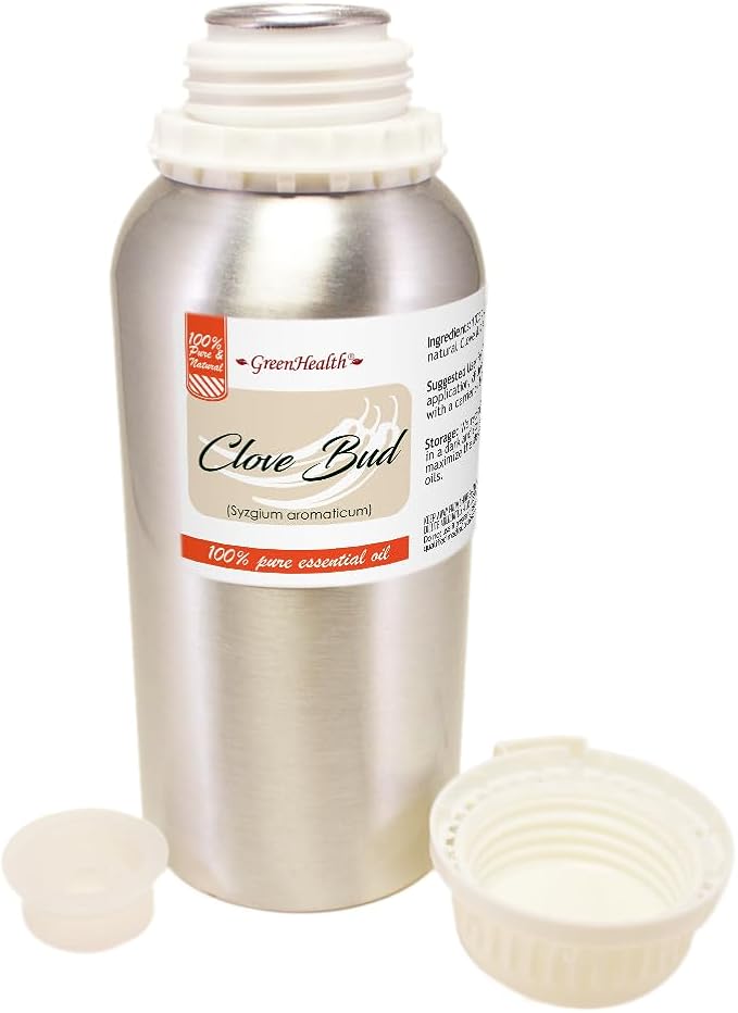 Clove Bud Essential Oil – 16 fl oz (473 ml) Aluminum Bottle w/Plug Cap – 100% Pure Essential Oil – GreenHealth - Bloomnest
