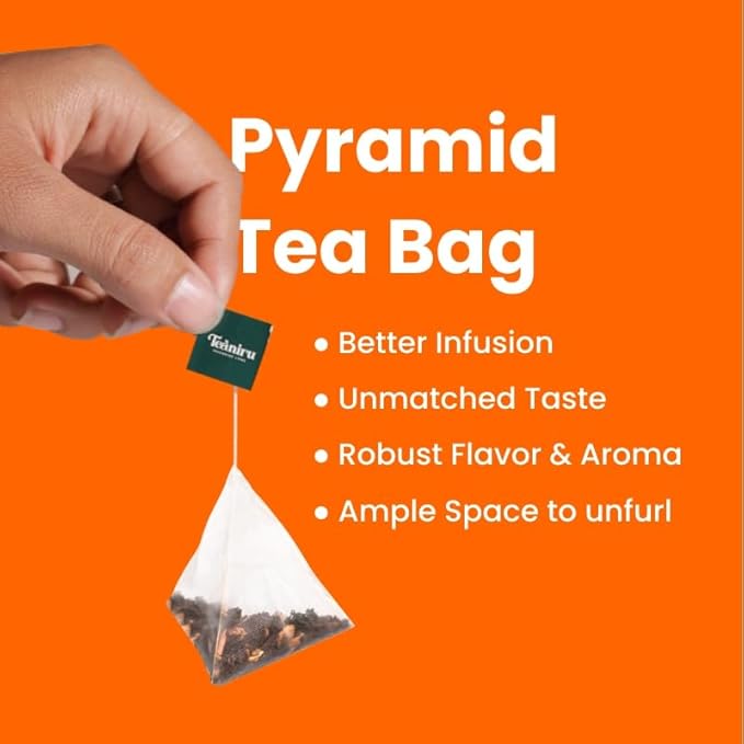 Teaniru Rooibos Orange Pyramid Tea Bags - 7 Individually Sacheted Tea Sachets | Relaxing Caffeine-Free Tea - Naturally Sweet, Brew Hot or Cold - Bloomnest