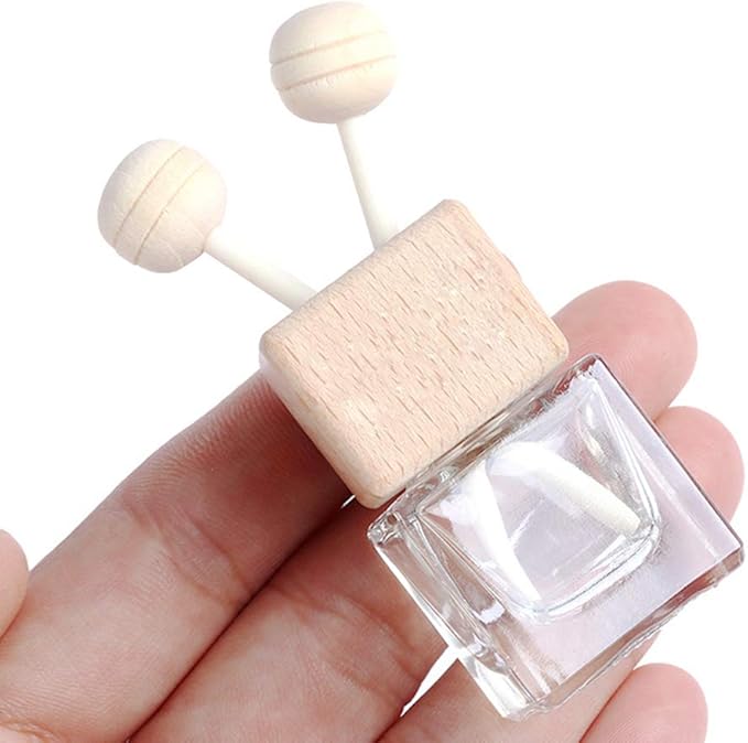 10 Pack,8ml Clear Glass Car Air Freshener Perfume Clip Diffuser,Empty Essential Oil Perfume Vials Diffuser Vent Outlet,Thick Glass Ornament With Wooden Caps,FREE Funnel,Dropper - Bloomnest