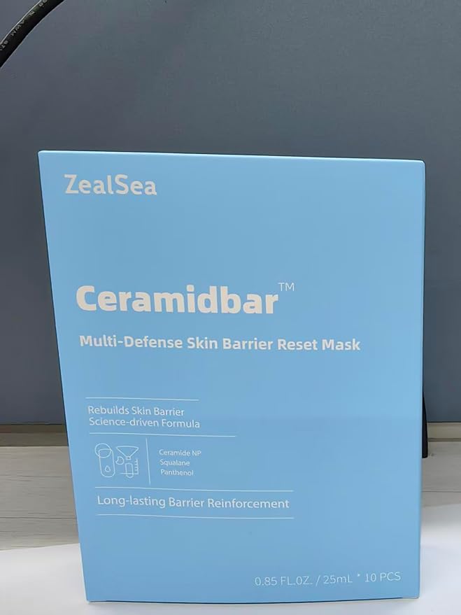 Ceramidbar Face Masks Skincare Set, ZealSea Derm Solution Sheet Mask for Multi-Trigger Sensitivity, Soothing & Calming, Strengthen & Restore Skin, Facial Mask with Cica & Ceramide, 10 Pack - Bloomnest