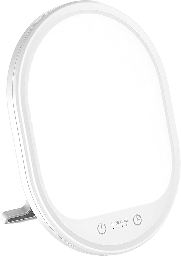 UV-Free 10000 Lux Daylight Lamp - Touch Control with 3 Brightness Levels & 4 Timer Functions, Large Surface & Rotatable Stand for Home/Office - Bloomnest