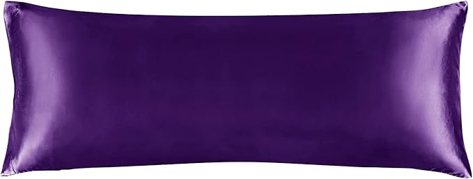 BEDELITE Satin Body Pillow Cover, Super Soft and Cooling Body Pillow Pillowcase for Hair and Skin, Breathable Silky Full Long Pillowcase Cover(20"x54", Plum Purple) - Bloomnest
