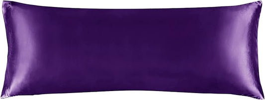 BEDELITE Satin Body Pillow Cover, Super Soft and Cooling Body Pillow Pillowcase for Hair and Skin, Breathable Silky Full Long Pillowcase Cover(20"x54", Plum Purple) - Bloomnest