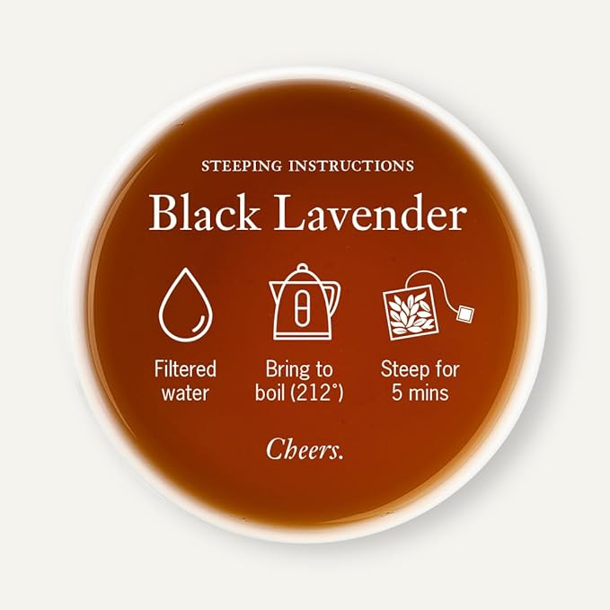 Steven Smith Teamaker Black Lavender No. 14, Caffeinated, Sugar-Free, Sustainably Grown Full Leaf, Plant Based Black Tea Bags, 36 Sachets, 1.32oz each - Bloomnest