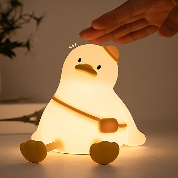Duck Night Light for Kids 3 Levels Dimmable Silicone Animal Nursery Light,Adorable Rechargeable 30min Timmer Novelty Bedside Touch Lamp,Baby Nursery Kids Room Decor,Gifts for Girls boy - Bloomnest
