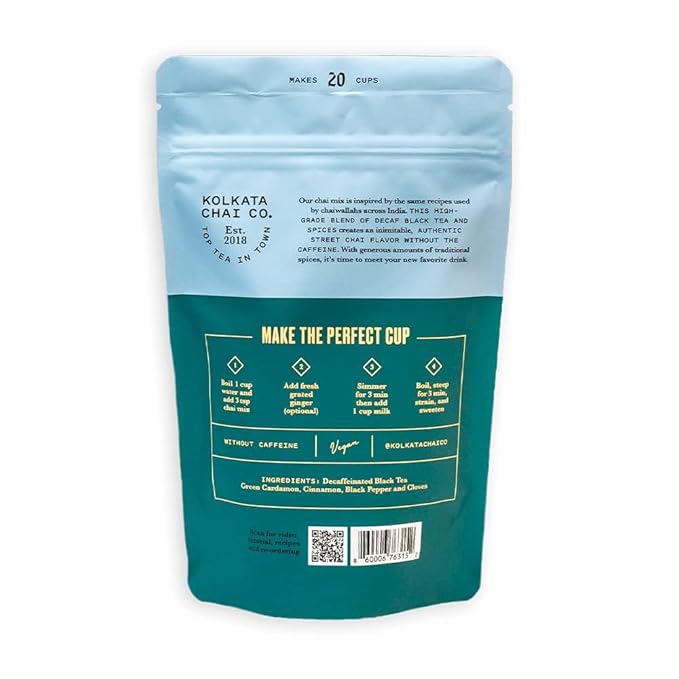Kolkata Chai Signature Masala Chai & Decaf Masala Chai Tea, Assam Black Tea Combo Pack, Makes 40 cups, Premium loose leaf tea and spice blend, All Natural - Bloomnest