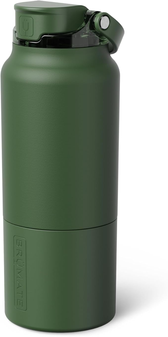 BrüMate Rise 35oz Water Bottle With 100% Leakproof Covered Silicone Straw | Insulated Stainless Steel Water Bottle With Removable Straw | Fast Flow | Soft Sip Silicone Spout | BPA-Free (OD Green) Br%C3%BCMate