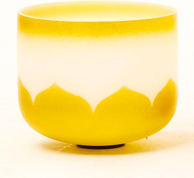Leize Crystal Singing Bowl Gold Chakra Tuned Quartz 12” wide 432hz C Note with Suede Striker - Bloomnest
