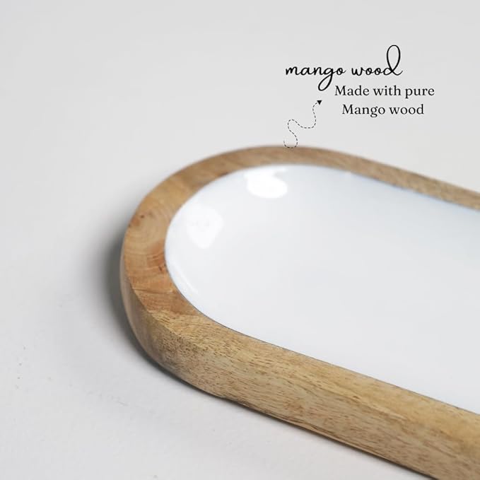 The Art Box Hand Painted Wooden Incense Holder White - 12 inch Long Modern Incense Burner Sticks Ash Catcher for Gifts, Home Decor - Bloomnest