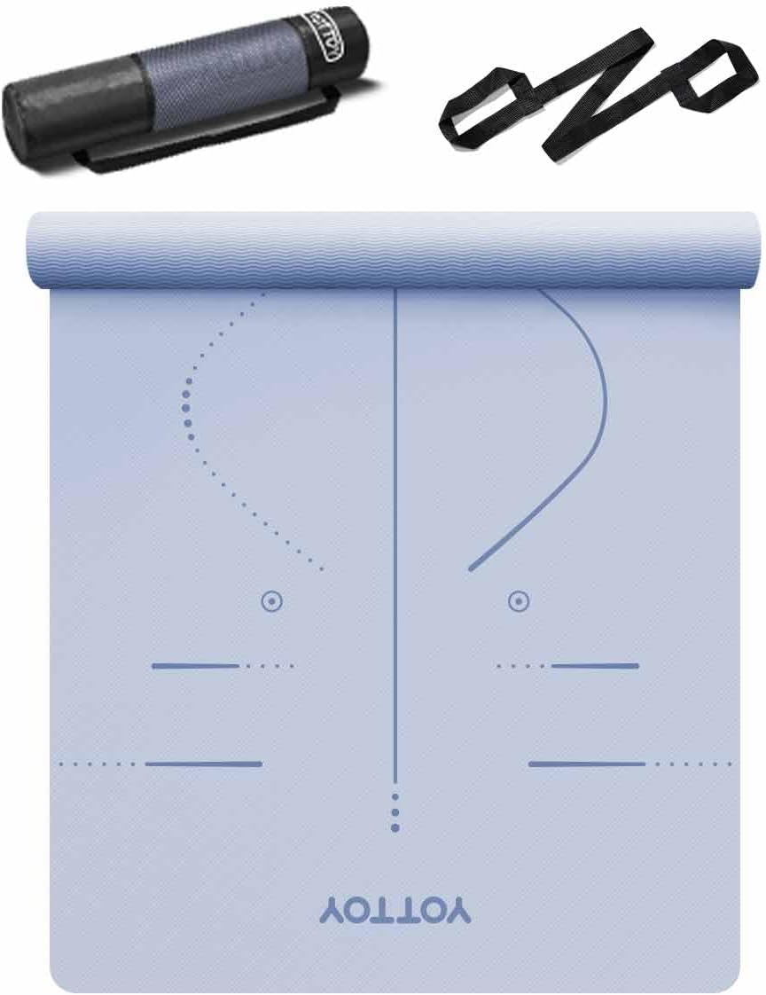 YOTTOY Yoga Mat, 72"x 32"x1/3" Extra Wide Non-Slip Exercise Fitness Yoga Mats,Eco-Friendly TPE Exercise Mats for Women Men Home Workout with Strap Bag