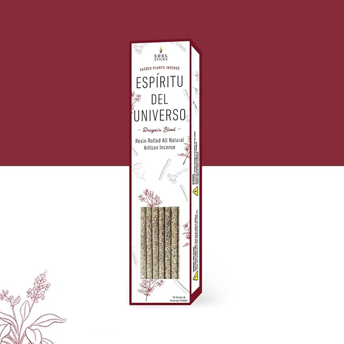 SOUL STICKS Handcrafted 10pcs Resin Artisan Incense Sticks Non-Toxic & Long Lasting Aromatic Sticks for Yoga Meditation Relaxation Aromatherapy Cleansing & Purification (Dragon's Blood) SoulSticks