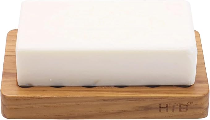 Slotted Bar Soap Holder Teak Wood by HTB, Kitchen Wooden Sponge Holder, Self Draining Soap Dish for Shower, Sink, Bathroom, Bathtub, RV - Bloomnest