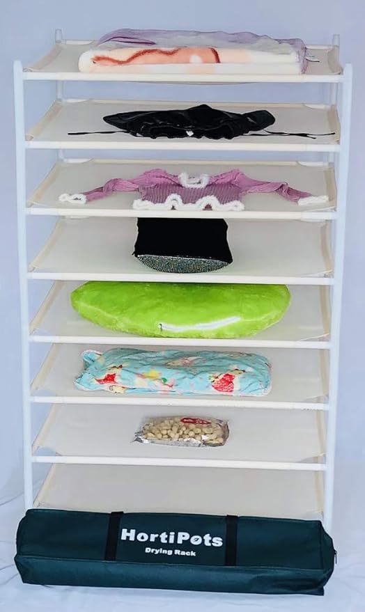 HORTIPOTS Herb Drying Rack 8 Layer Drying Net Dryer Stand Square 28 x 28 Inch to Dry Laundry Clothes or Cure Plants Like Herb Fruit Flowers - Bloomnest