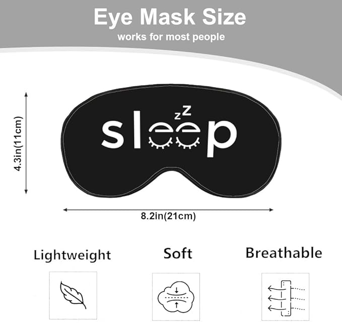 Sleep Warning Silk Eye Mask Sleep Mask Cute and Simple Black Eye Mask with Adjustable Strap Lightweight for Women Work Travel Night Sleep - Bloomnest