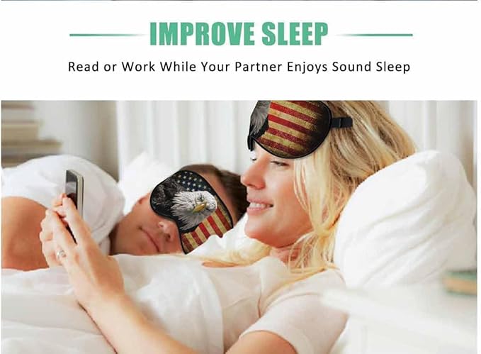 Bald Eagle Sleep Eye Mask Vintage Hipster American Flag Men Women Sleep Mask with Adjustable Strap Eye Cover Eye Shade for Travel, Nap,Meditation - Bloomnest